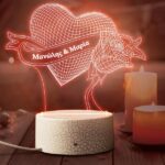 Φωτιστικό led plexiglass - Καρδιά με ονόματα"