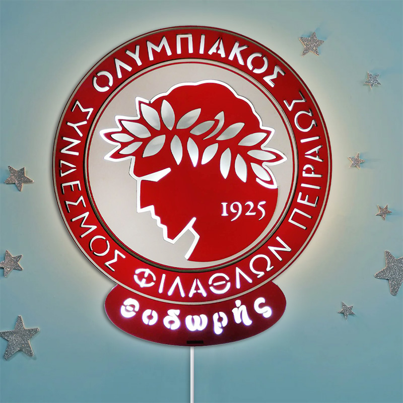 ksilino-fotistiko-olympiakos Ξύλινο Φωτιστικό - Ολυμπιακός
