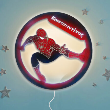 Ξύλινο Φωτιστικό - Spiderman
