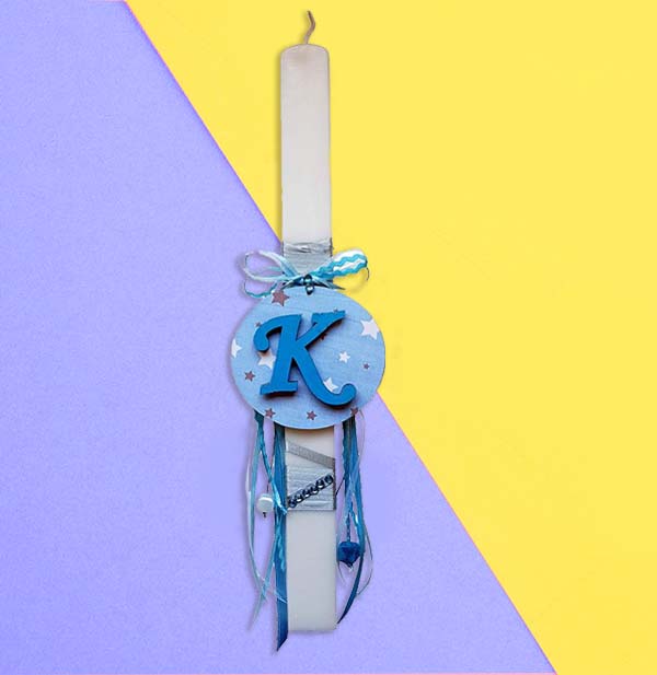 xeiropoiiti-pasxalini-lampada-monogramma-asterakia-2 Λαμπάδα με Μονόγραμμα - Αστεράκια